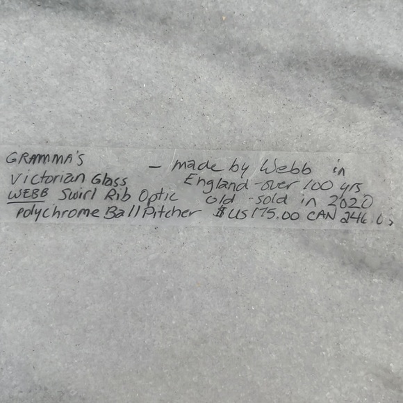 Made by web in England Victorian glass swirl rib, optic Polychrome ball pitcer - Picture 15 of 15